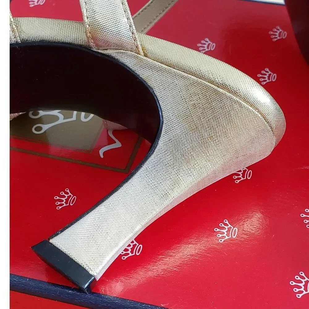 ** Nina Kathyna Metallic Gold Lame Heels